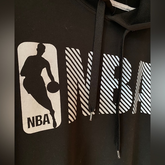 NBA BLACK Men’s Fleece hoodie drawstrings graphic prints ribbed cuff size S - Picture 8 of 8